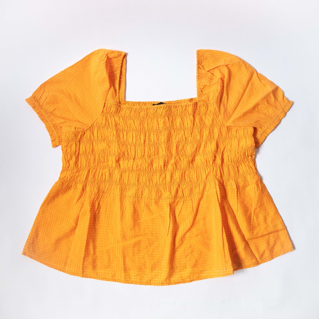Lane Bryant Short Puff Sleeve Square Neck Peasant Top